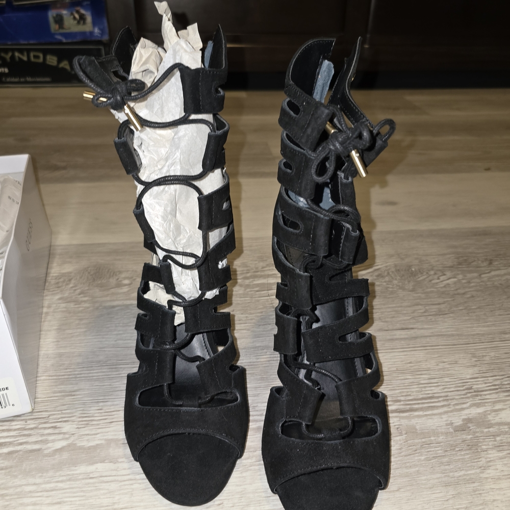 Guess Black Strappy Heels